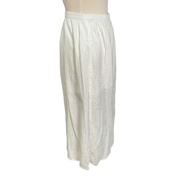 J.Crew Re-Imagined White Cotton Maxi Skirt M Side Slit Elastic Waist Lined Beach - Picture 4 of 11